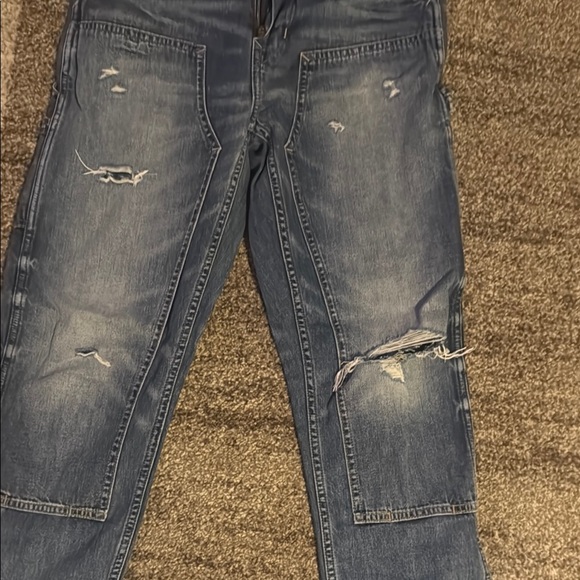 Worn twice American Eagle Outfitters Blue Relaxed Jeans with Distressed Details - Picture 3 of 9